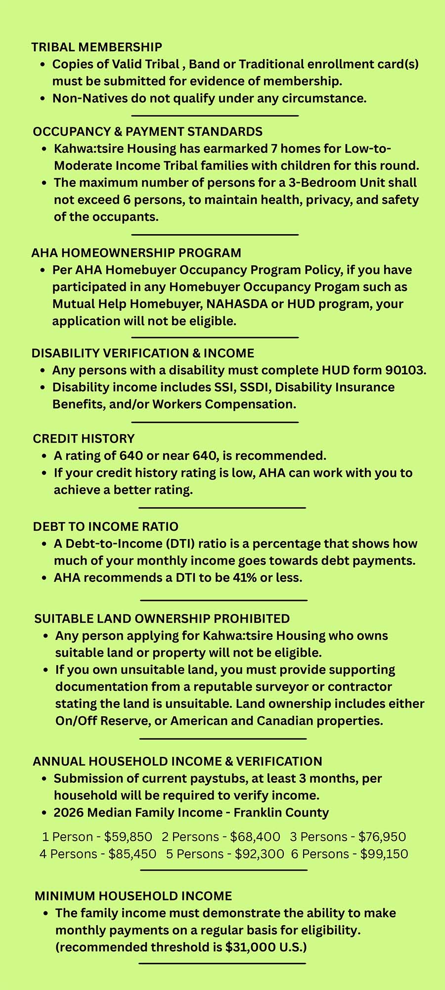 CRITERIA FOR DETERMINING ELIGIBILITY